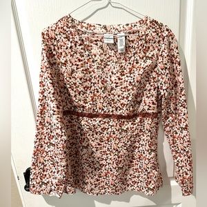 Emma James Brown Beige Floral Print Blouse